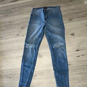 Fashion Nova Light Blue Ripped Skinny Jeans